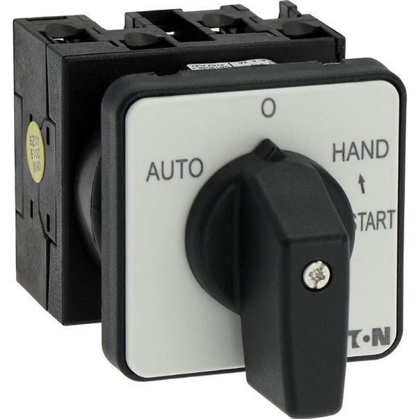 Changeover switches, T0, 20 A, flush mounting, 2 contact unit(s), Contacts: 4, With spring-return from START, 45 °, momentary/maintained, AUTO-0-HAND image 7