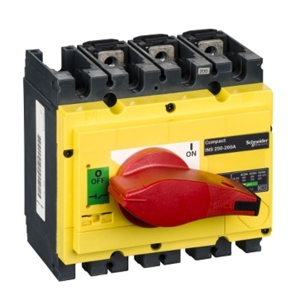 switch disconnector, Compact INS250-200 , 200 A, with red rotary handle and yellow front, 3 poles image 2