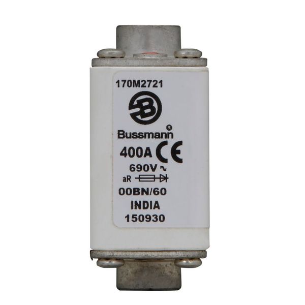 Fuse-link, high speed, 400 A, AC 690 V, size 00, 30 x 48 x 64 mm, aR, IEC, visual indicator image 3