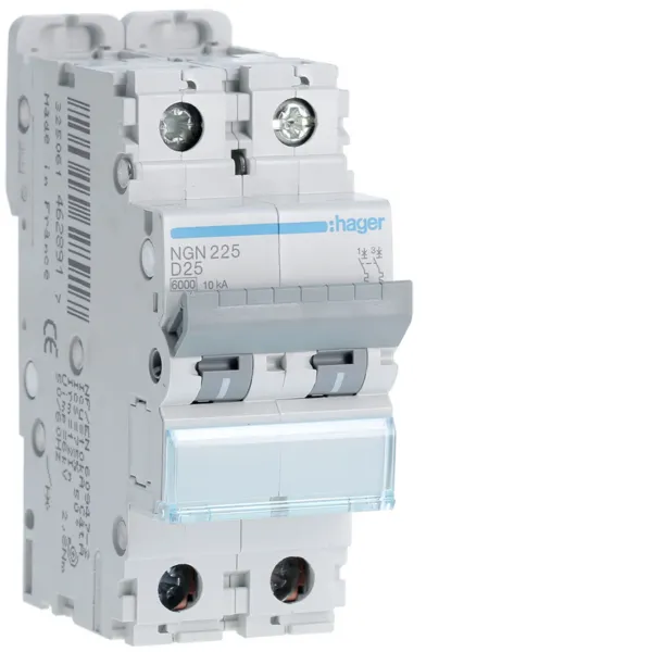 Circuit Breaker 2P 25A D 6/10kA 2M image 1