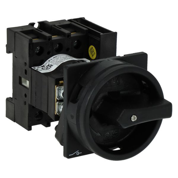 Main switch, P1, 40 A, rear mounting, 3 pole, 1 N/O, 1 N/C, STOP function, With black rotary handle and locking ring, Lockable in the 0 (Off) position image 9