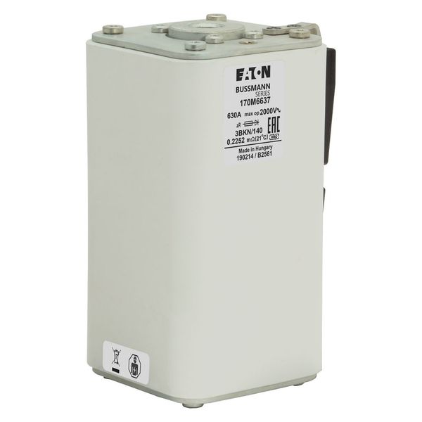 Fuse-link, high speed, 630 A, AC 2000 V, size 3, 74 x 96 x 143 mm, aR, IEC, single indicator image 17