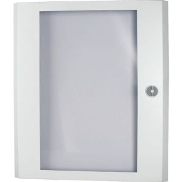 Sheet steel door transparent with rotary door handle HxW=1200x600mm, white image 2