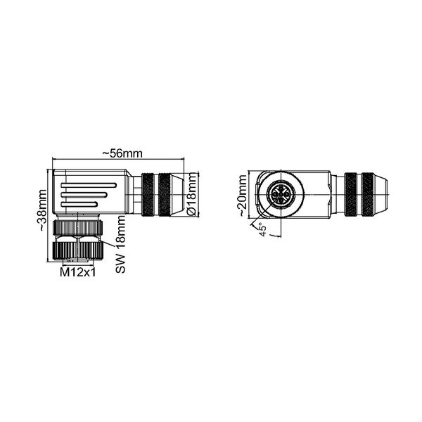 Accessories M12 socket, right angle 5-pole image 3