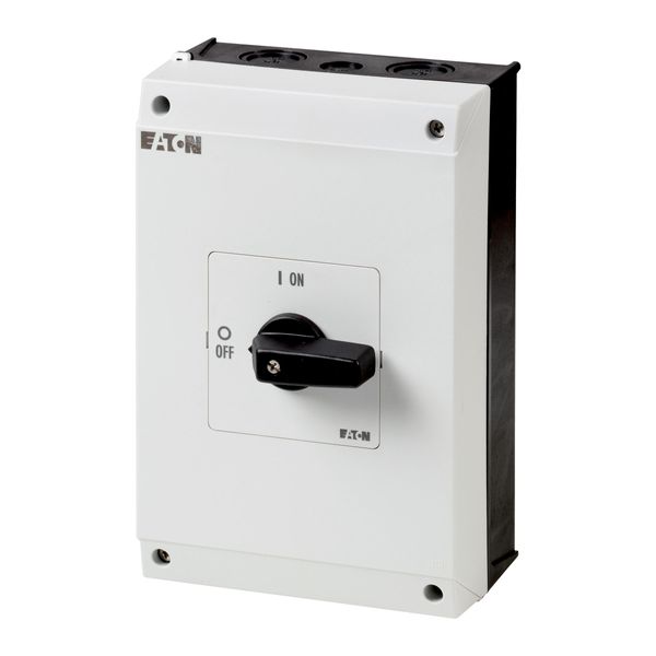 On-Off switch, P3, 63 A, surface mounting, 3 pole, 1 N/O, 1 N/C, with black thumb grip and front plate image 6