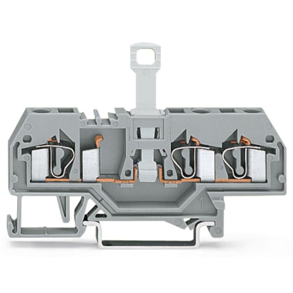 3-conductor disconnect terminal block for DIN-rail 35 x 15 and 35 x 7. image 1