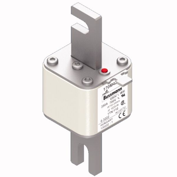 Fuse-link, high speed, 350 A, AC 690 V, DIN 1, 53 x 66 x 138 mm, aR, DIN, IEC, type T indicator image 2