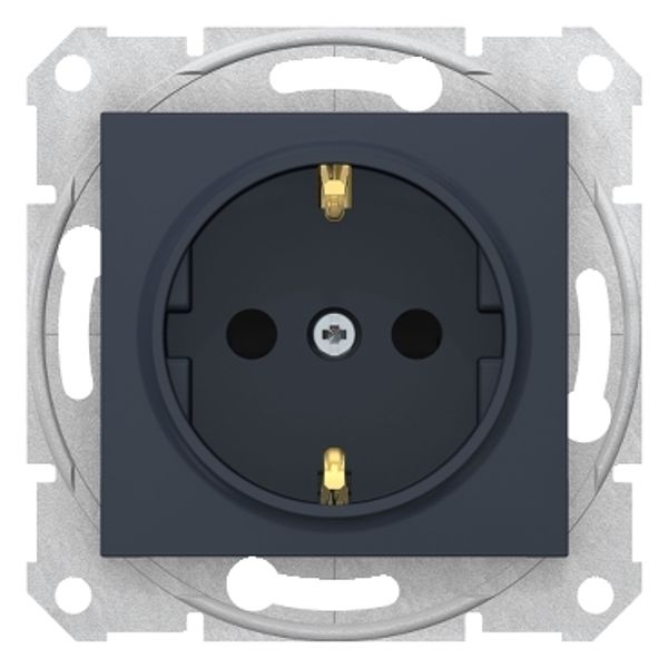 Sedna - single socket outlet, side earth - 16A screwl shutt, without frame gr image 1