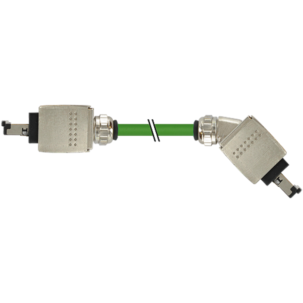 RJ45 PushPull male 0°male 45° PUR 1x4xAWG22 shielded gn+dragch 0.6m image 1