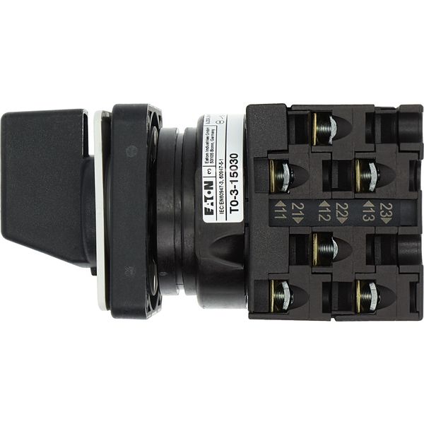Step switches, T0, 20 A, flush mounting, 3 contact unit(s), Contacts: 6, 45 °, maintained, With 0 (Off) position, 0-3, Design number 15030 image 19