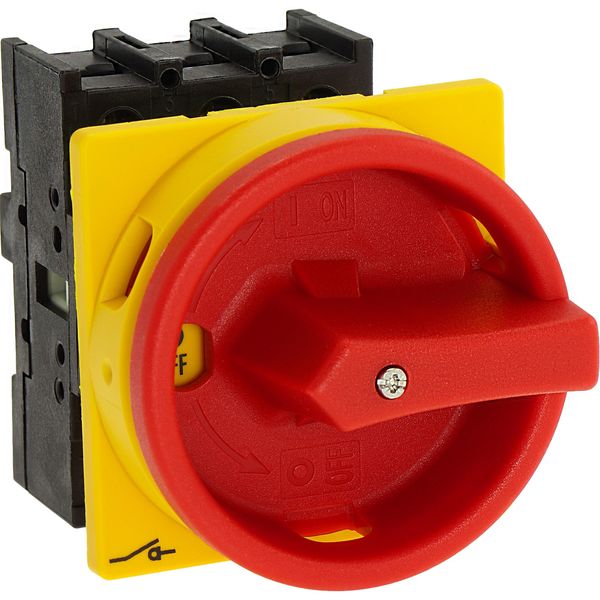 Main switch, P1, 32 A, flush mounting, 3 pole, Emergency switching off function, With red rotary handle and yellow locking ring image 22