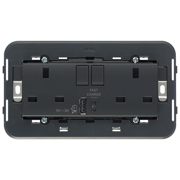 2 2P+E13ABS socket+switch+A/C-USB grey image 1