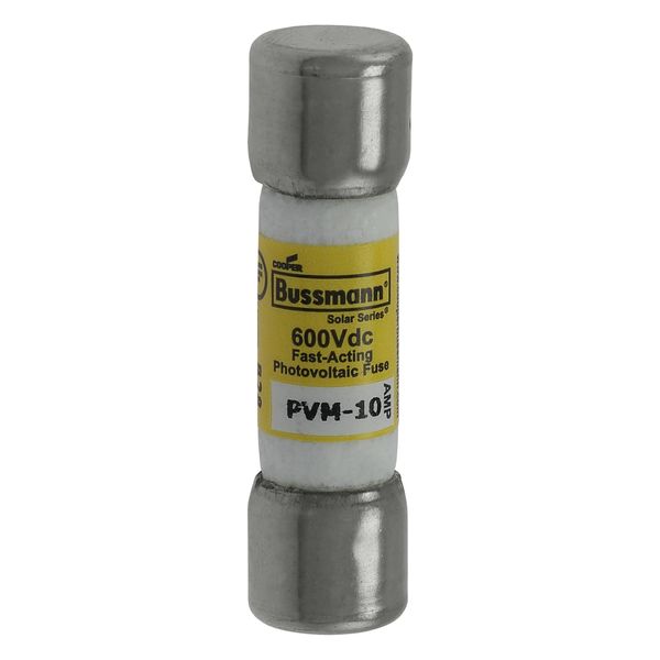 Midget Fuse, Photovoltaic, 600 Vdc, 50 kAIC interrupt rating, Fast acting class, Fuse Holder and Block mounting, Ferrule end X ferrule end connection, 10A current rating, 50 kA DC breaking capacity, .41 in diameter image 18