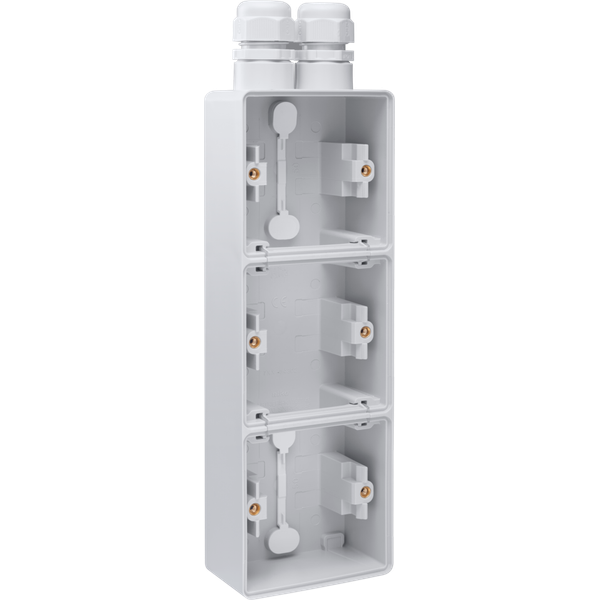 Splashproof vertical threefold surface-mounting box with one double M2 image 2