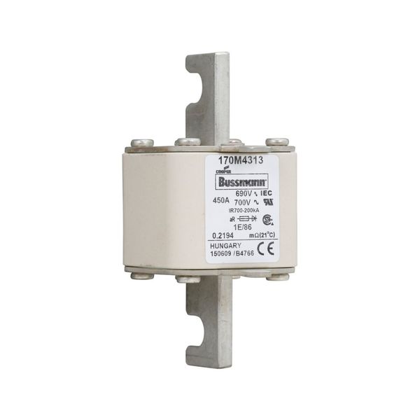 Fuse-link, high speed, 450 A, AC 690 V, size 1, 53 x 69 x 111 mm, aR, IEC, single indicator image 13