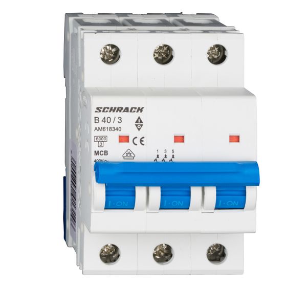Miniature Circuit Breaker (MCB) AMPARO 6kA, B 40A, 3-pole image 1