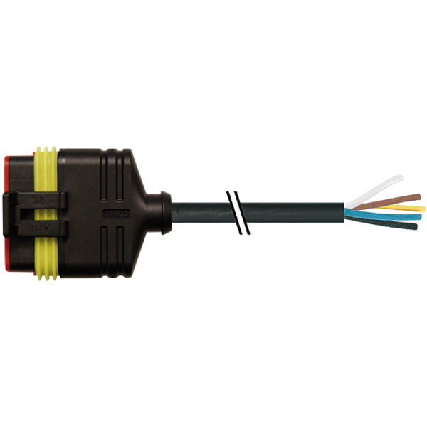 Valve plug SuperSeal female 6-pol. with cable PUR 6x0.75 bk 3m image 1