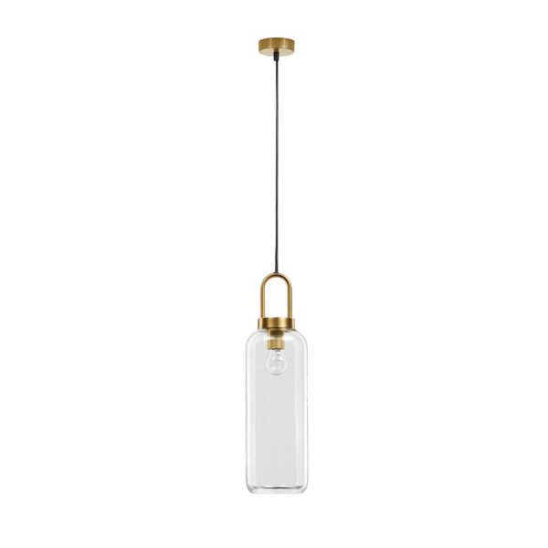 Clear Glass  Black Cord  Brass Gold Metal   LED E27 1x12 Watt 230 Volt   IP20 Bulb Excluded  D: 15.5 H1: 53 H2: 255 cm Adjustable Height image 1