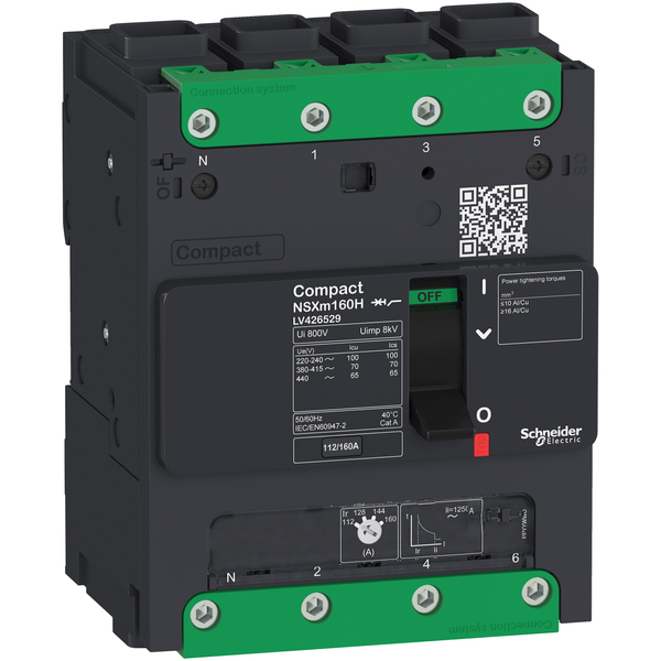 circuit breaker ComPact NSXm F (36 kA at 415 VAC), 4P 3d, 125 A rating TMD trip unit, EverLink connectors image 4