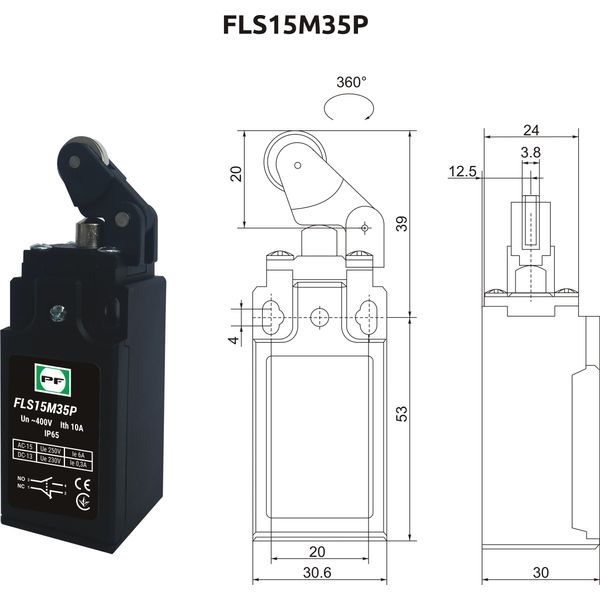 Limit switch  FLS 15M35Р IP-65 NO+NC image 1