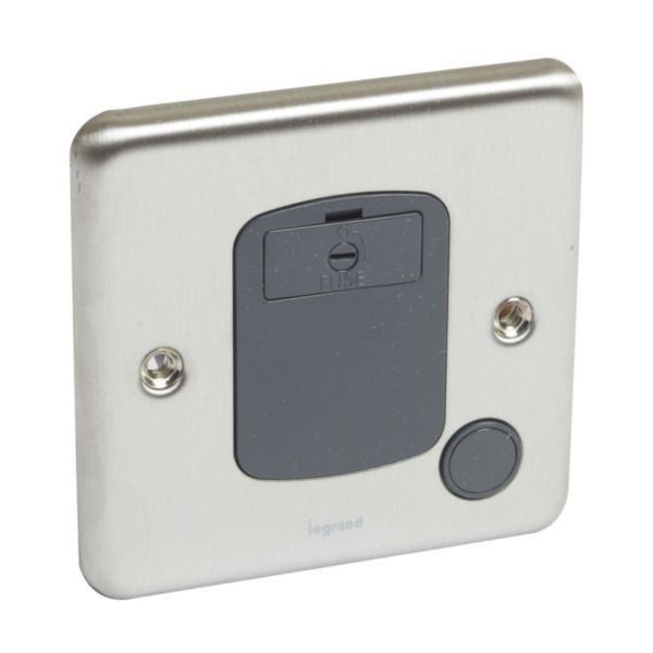 Synergy Authentic 13A Unswitched Fused Connection Unit with Cord Outlet Brushed Stainless Steel image 1