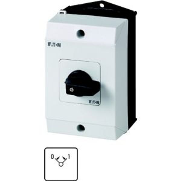 ON-OFF button, T0, 20 A, surface mounting, 1 contact unit(s), Contacts: 2, Spring-return in positions 0 and 1, 45 °, momentary, 0 >< 1, Design number image 2