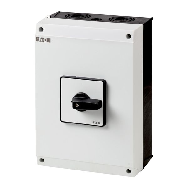 On-Off switch, T5, 100 A, surface mounting, 4 contact unit(s), 6 pole, 1 N/O, 1 N/C, with black thumb grip and front plate image 3