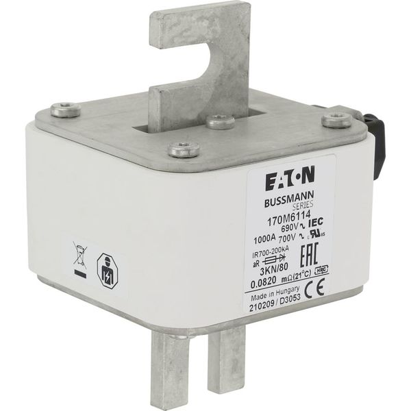 Fuse-link, high speed, 1000 A, AC 690 V, DIN 3, 76 x 92 x 109 mm, aR, DIN, IEC, single indicator image 17