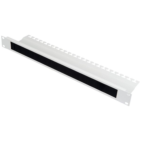 19" Cable entry panel with brush, cable support, 1U, RAL7035 image 1