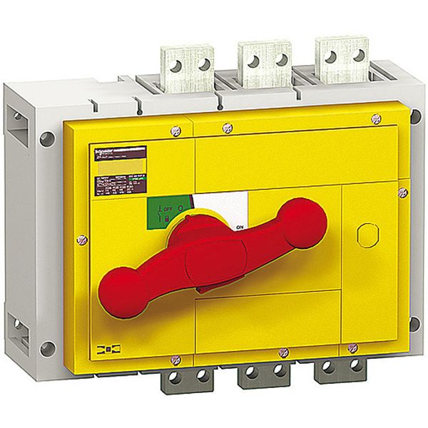 switch disconnector, Compact INS800, 800A, with red rotary handle and yellow front, 3 poles image 1