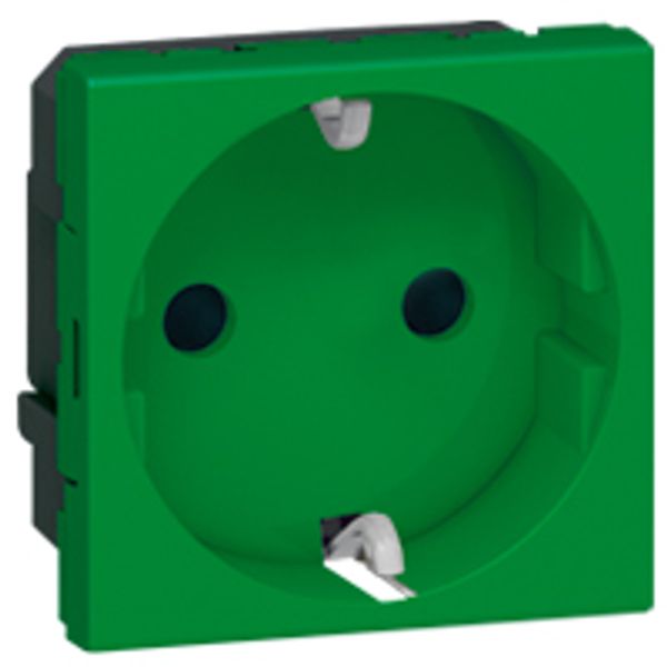 Socket outlet Mosaic - German std - 2P+E auto term - 2 mod - green antimicrobial image 1
