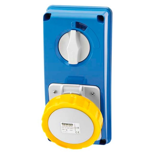 VERTICAL FIXED INTERLOCKED SOCKET OUTLET - WITHOUT BOTTOM - WITHOUT FUSE-HOLDER BASE - 3P+E 32A 100-130V - 50/60HZ 4H - IP67 image 2