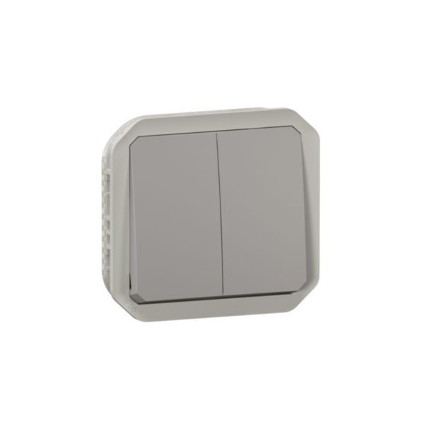 Control for double switch function or 10A two-way switch or 10A waterproof push button Plexo gray finish image 1