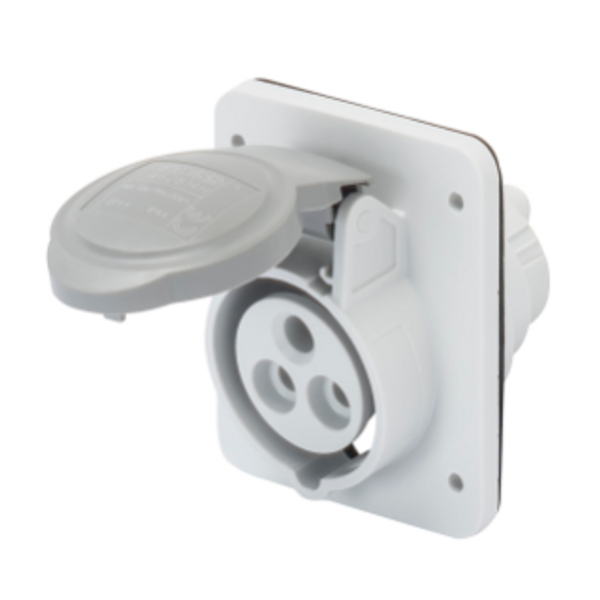 10° ANGLED FLUSH-MOUNTING SOCKET-OUTLET HP - IP44/IP54 - 3P+E 32A TRANSFORMER 50/60HZ - GREY - 12H - SCREW WIRING image 1