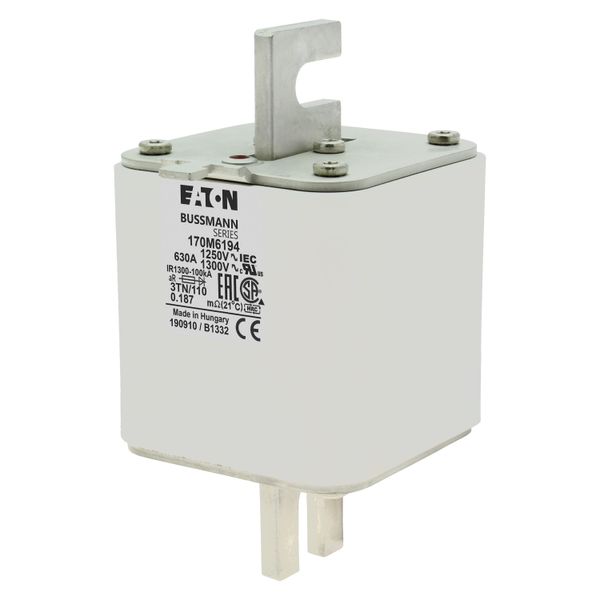 Fuse-link, high speed, 630 A, AC 1250 V, size 3, 76 x 90 x 139 mm, aR, DIN, IEC, type T indicator image 8