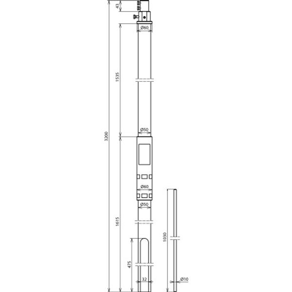 Supp.tube D 50mm L 3200mm GRP/StSt, air- ter.rod D 10mm L 1000mm, lat. image 2