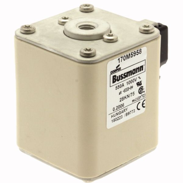 Fuse-link, high speed, 550 A, AC 1000 V, size 2, 59 x 77 x 75 mm, aR, IEC, UL, single indicator image 12