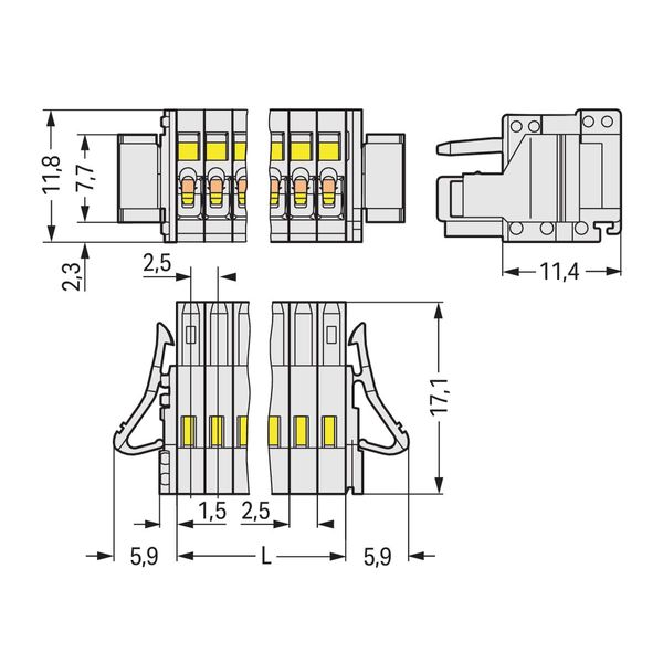 1-conductor female connector CAGE CLAMP® 0.5 mm² light gray image 3