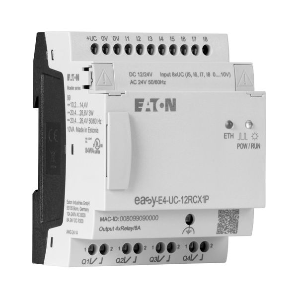 Control relays, easyE4 (expandable, Ethernet), 12/24 V DC, 24 V AC, Inputs Digital: 8, of which can be used as analog: 4, push-in terminal image 17