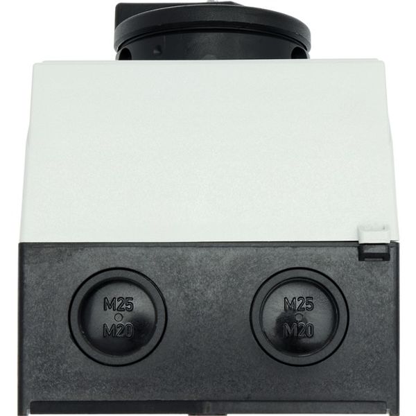 Main switch, P1, 32 A, surface mounting, 3 pole, 1 N/O, 1 N/C, STOP function, With black rotary handle and locking ring, Lockable in the 0 (Off) posit image 3