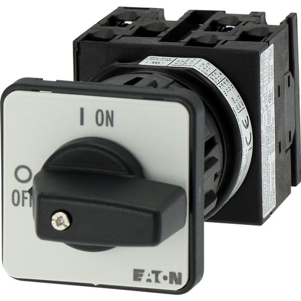 On-Off switch, T0, 20 A, centre mounting, 3 contact unit(s), 6 pole, with black thumb grip and front plate image 4