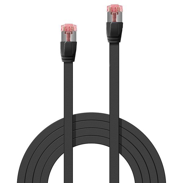 10m Cat.6 U/FTP Flat Network Cable, Black RJ45, M/M, 250MHz, copper, 32AWG image 2