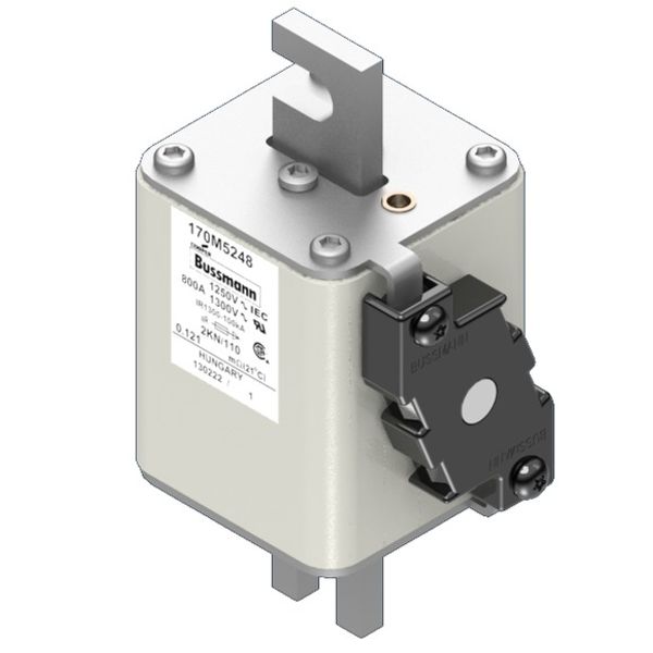 Fuse-link, high speed, 800 A, AC 1250 V, size 2, 61 x 77 x 138 mm, aR, DIN, IEC, single indicator image 2