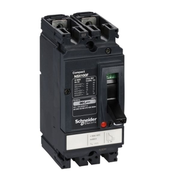 circuit breaker ComPact NSX100F AC/DC, 18 kA at 415 VAC, TMD trip unit 100 A, 2 poles 2d image 2