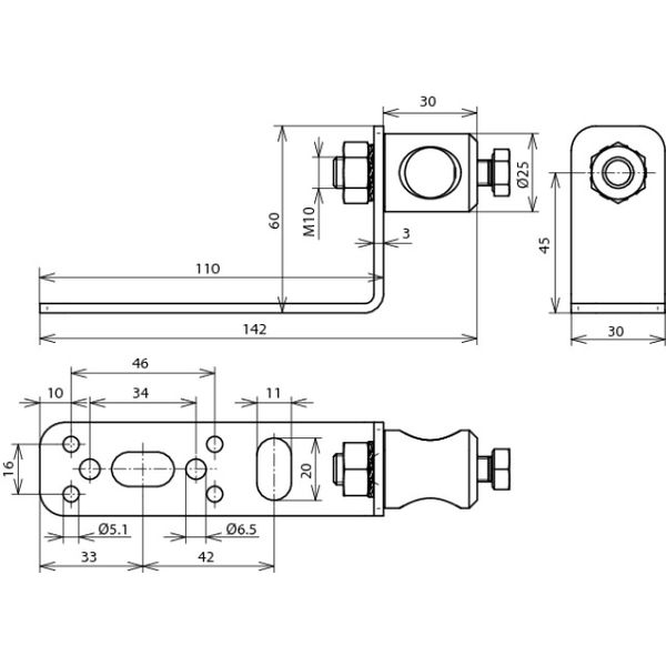 Mounting bracket 90° StSt with clamping bolt Al D 16mm f. DEHNiso image 2