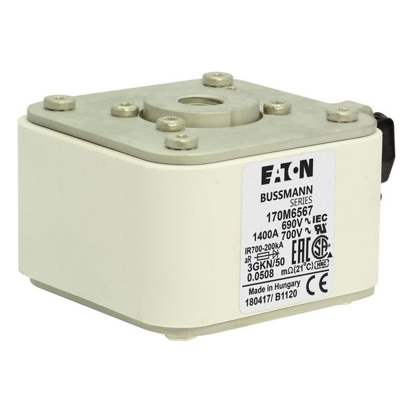 Fuse-link, high speed, 1400 A, AC 690 V, size 3, 76 x 92 x 53 mm, aR, IEC, UL, type K indicator image 9