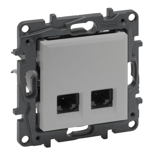 Double RJ45 socket Niloé Step category 6 UTP aluminium image 1