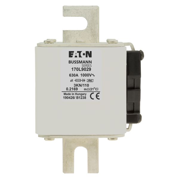 Fuse-link, high speed, 630 A, AC 1000 V, Size 3, 74 x 92 x 141 mm, aR, IEC, single indicator image 17