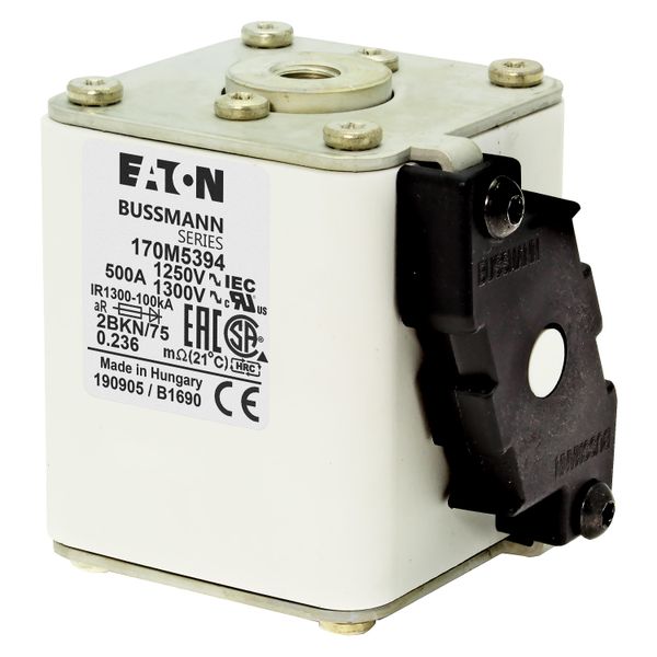 Fuse-link, high speed, 500 A, AC 1250 V, size 2, 61 x 75 x 77 mm, aR, IEC, UL, single indicator image 5