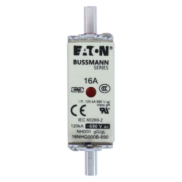 Fuse-link, LV, 16 A, AC 690 V, NH000, gL/gG, IEC, dual indicator, live gripping lugs image 10